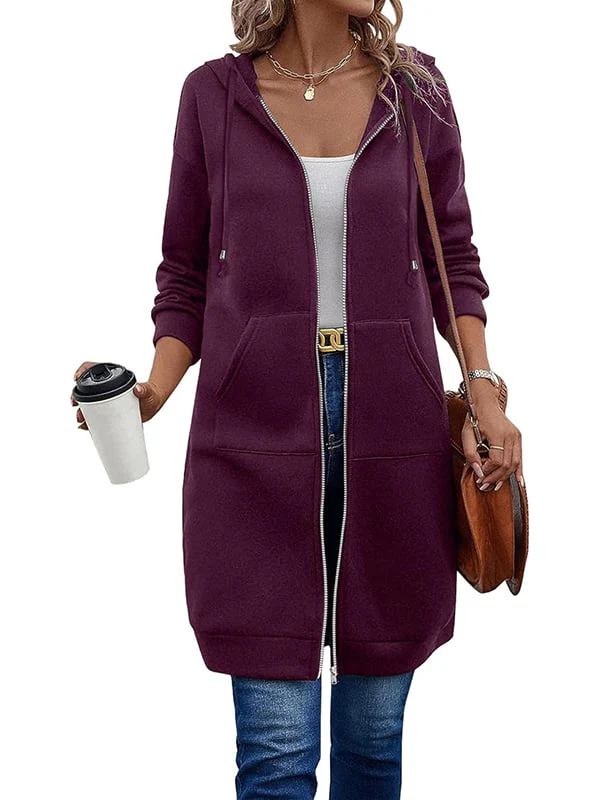 Women Casual Zip up Fleece Hoodies - Image 12