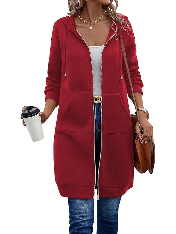 Women Casual Zip up Fleece Hoodies - Image 13