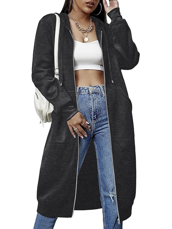 Women Casual Zip up Fleece Hoodies - Image 5