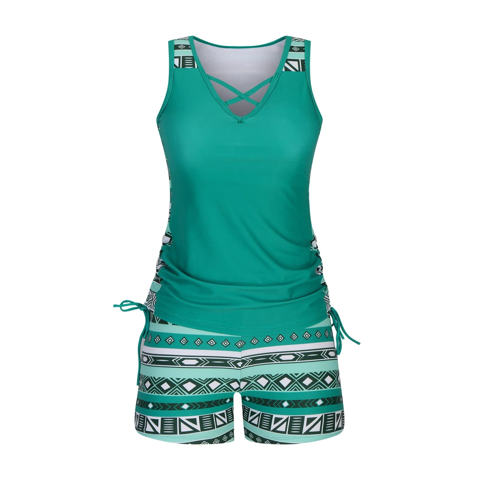 ⏰LAST DAY 50% OFF - Miraclesuit Women's Tummy Control Tankini Set with Built-In Bra – Flattering Boho Swimwear with Shorts - Image 9
