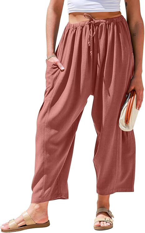 Women's Polyester Wide Leg Pants with Pockets - Image 13