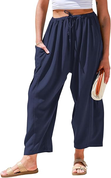 Women's Polyester Wide Leg Pants with Pockets - Image 21