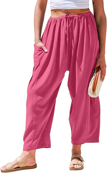 Women's Polyester Wide Leg Pants with Pockets - Image 26