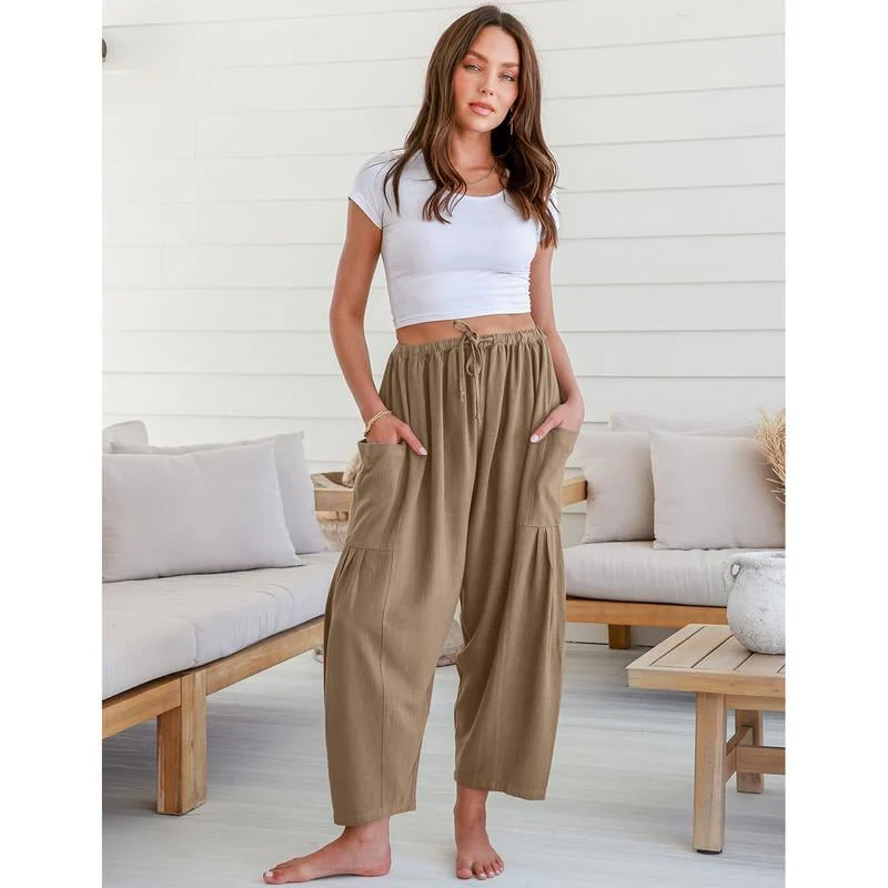 Women's Polyester Wide Leg Pants with Pockets - Image 9