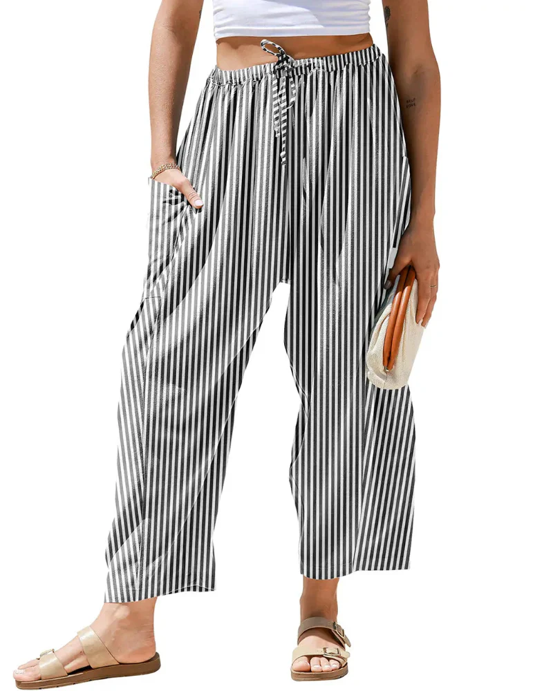 Women’s Loose Plaid Wide Leg Pants with Pockets - Image 5