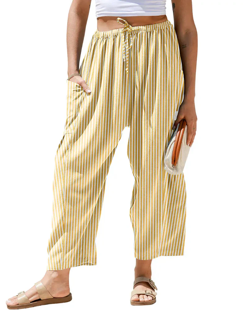 Women’s Loose Plaid Wide Leg Pants with Pockets - Image 6