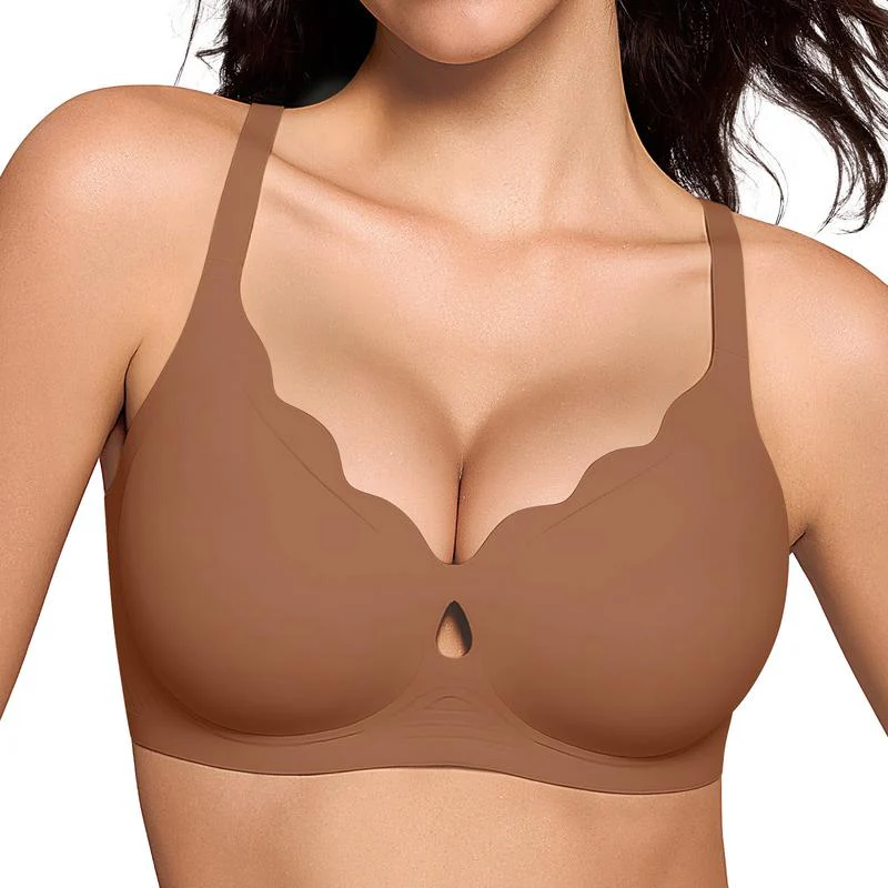 Women Water Drop Hollow Scalloped Flowers V Neck Bras - Image 13