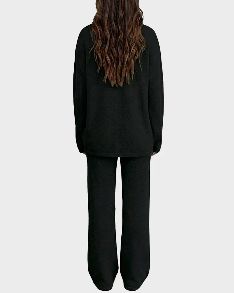 Soft Fuzzy V-Neck Loungewear Set - Image 8