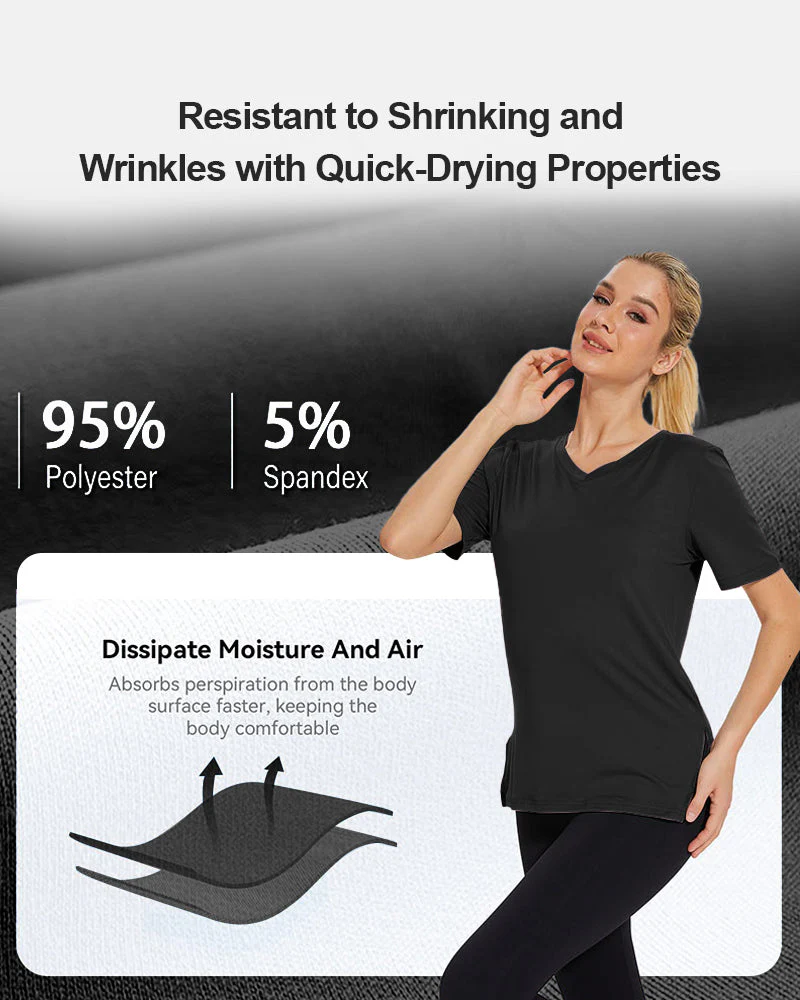 Women's Plus Size Basic Sleeve V-Neck T-Shirts - Image 4