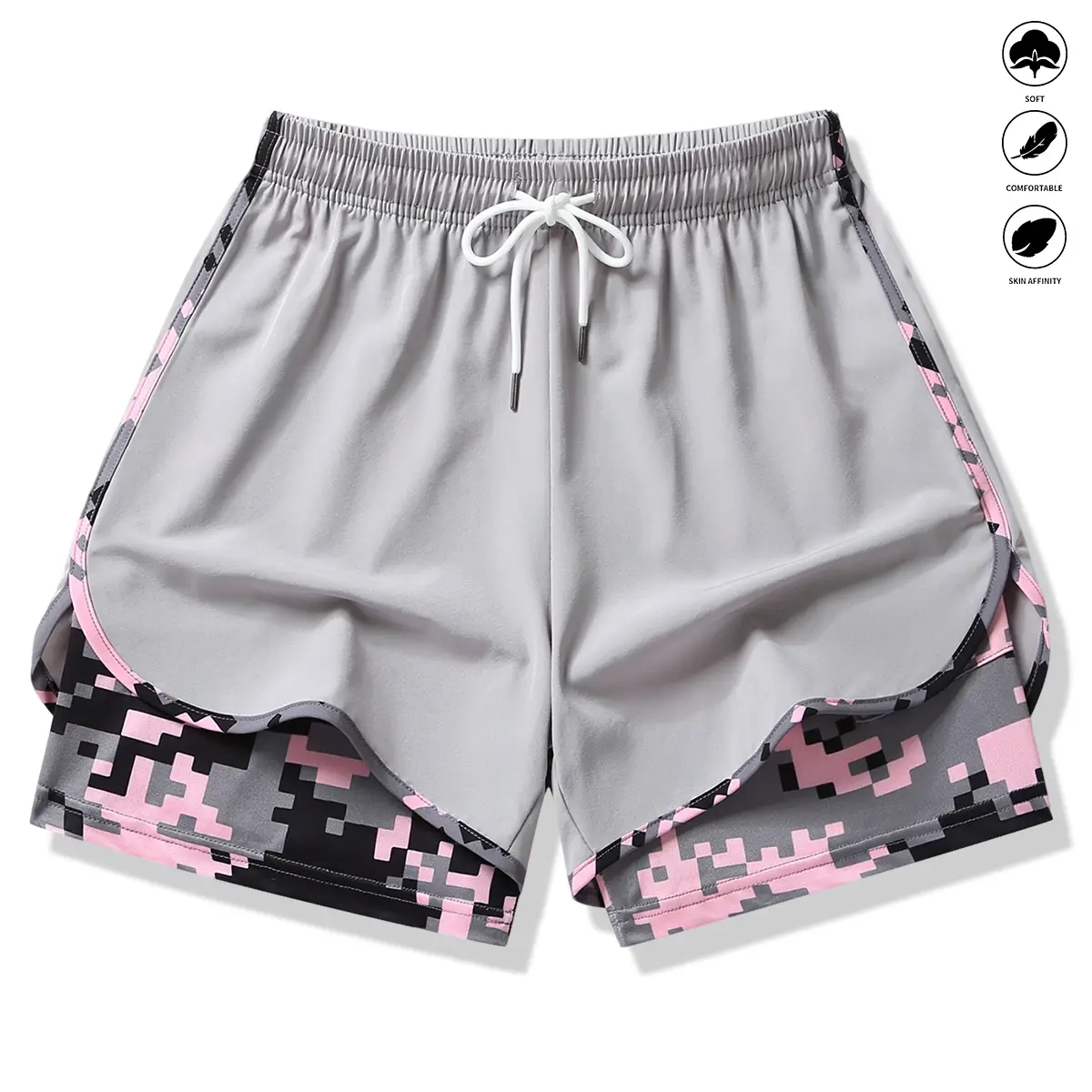 Womens Athletic Shorts with Built In Liner and Drawstring Waist - Image 10