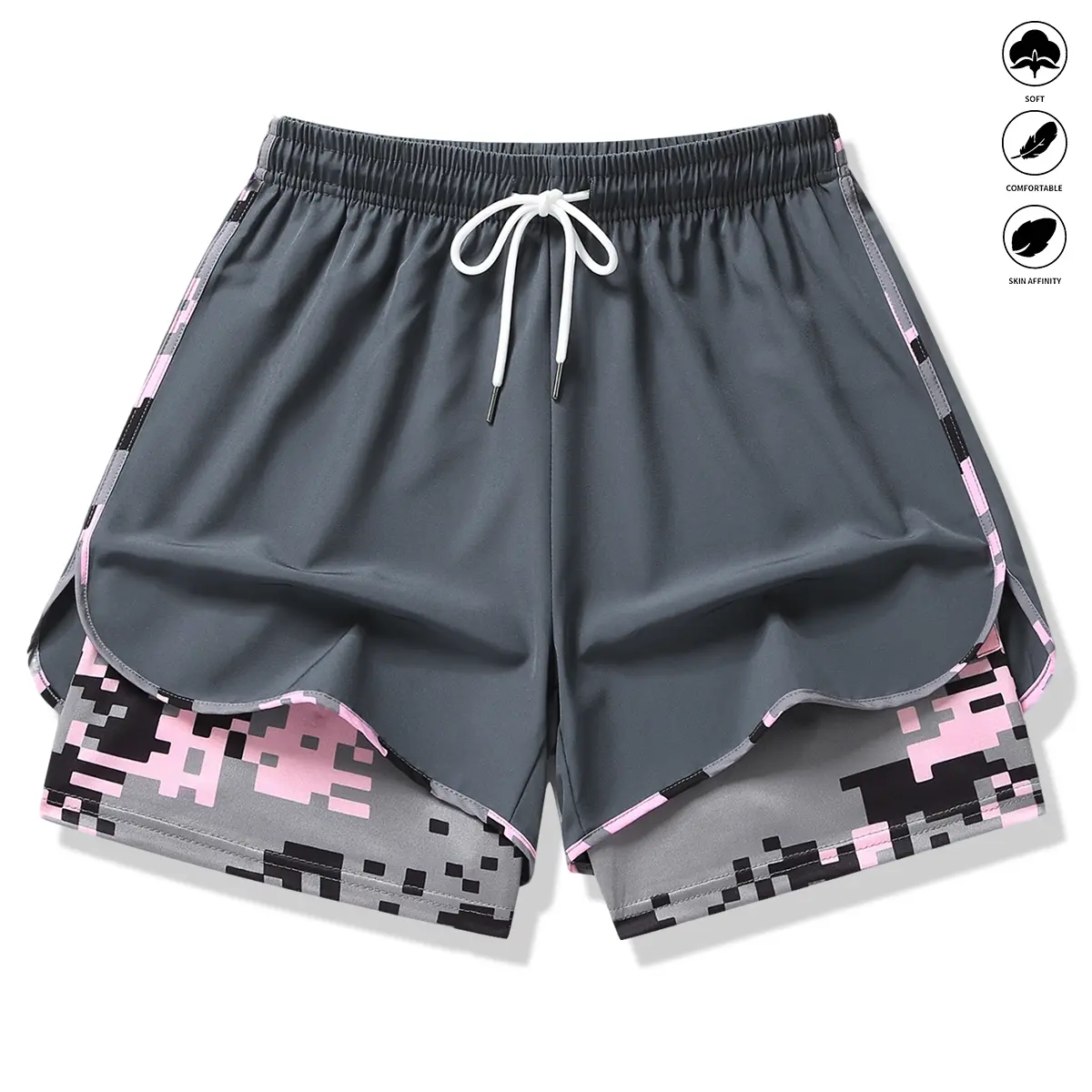 Womens Athletic Shorts with Built In Liner and Drawstring Waist - Image 12