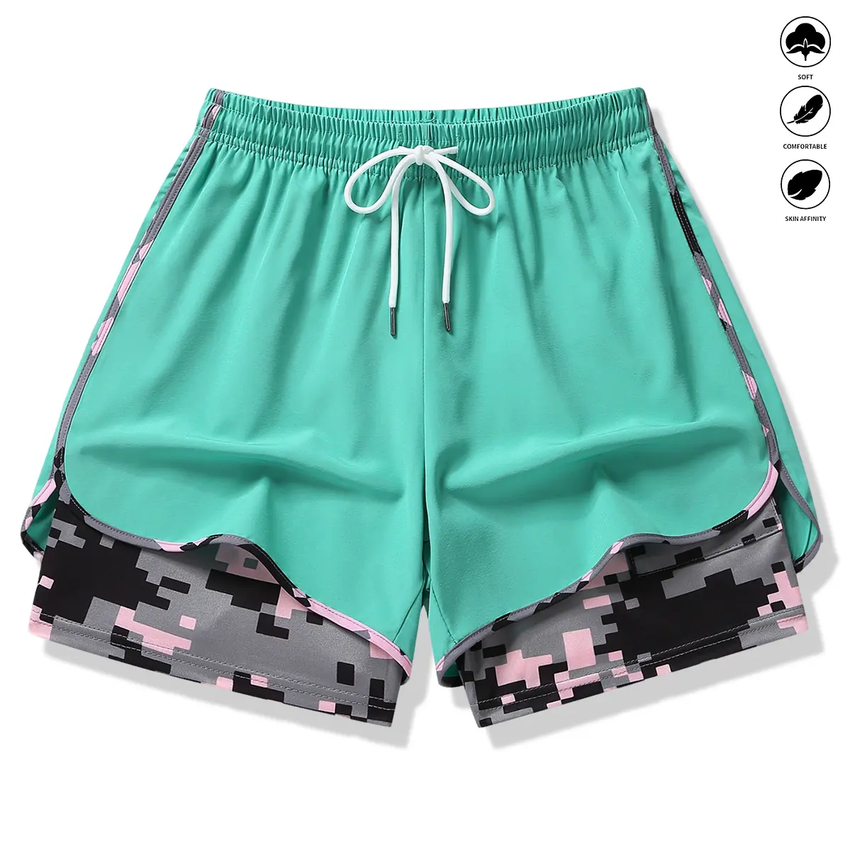 Womens Athletic Shorts with Built In Liner and Drawstring Waist - Image 14