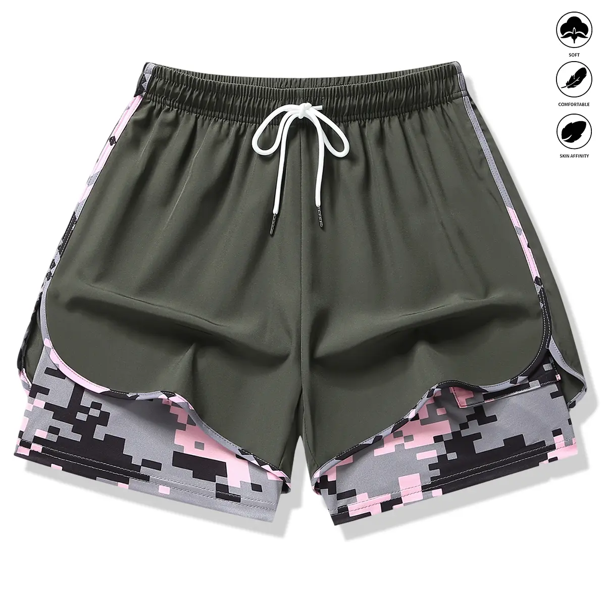 Womens Athletic Shorts with Built In Liner and Drawstring Waist - Image 16