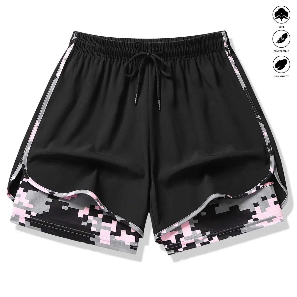 Womens Athletic Shorts with Built In Liner and Drawstring Waist - Image 6