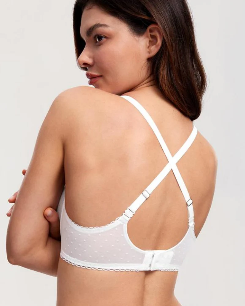 See-Through Lace Balconette Bra - Image 7