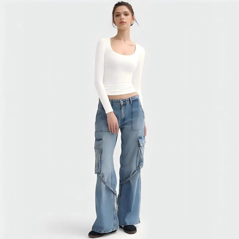 Women's Basic Double Layering Tight Slim Fit T Shirts - Image 3