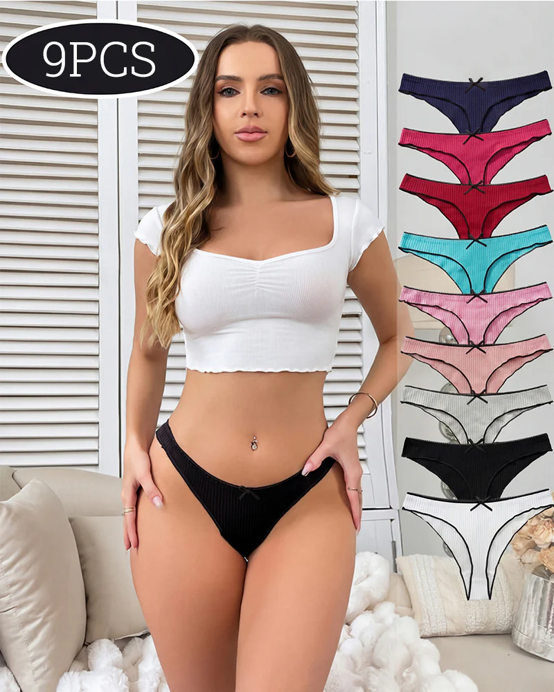 Women's Bow Low Waist Thong  Pack Ultra Soft Cotton（9 pack） - Image 2