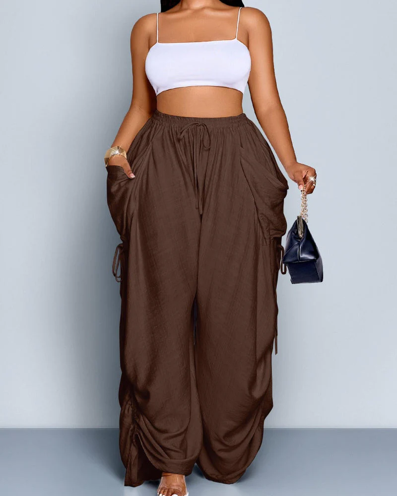 Women's Casual Loose-Fit Wide Leg Pants, All-Season Woven Fabric, Daily Commute - Image 11