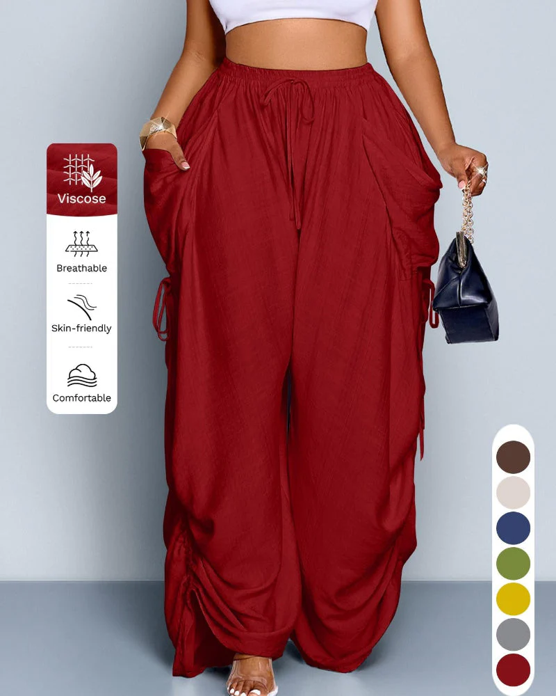 Women's Casual Loose-Fit Wide Leg Pants, All-Season Woven Fabric, Daily Commute - Image 2