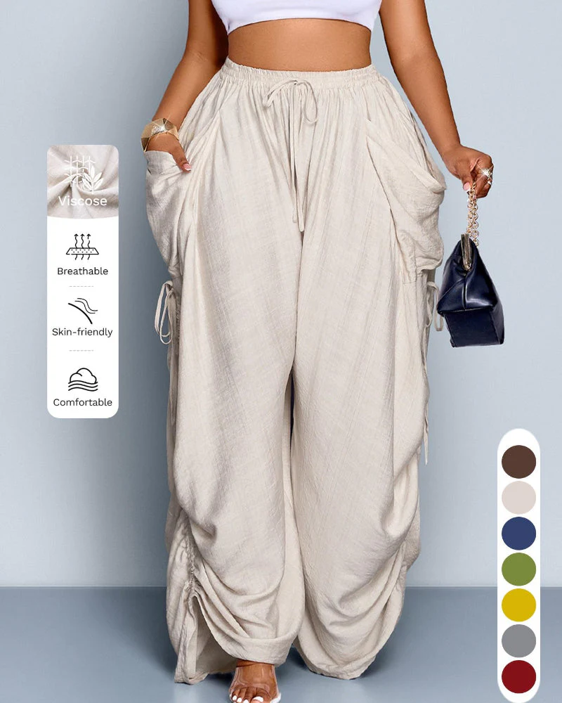 Women's Casual Loose-Fit Wide Leg Pants, All-Season Woven Fabric, Daily Commute - Image 3