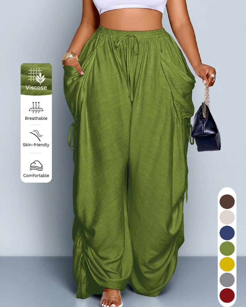 Women's Casual Loose-Fit Wide Leg Pants, All-Season Woven Fabric, Daily Commute - Image 4
