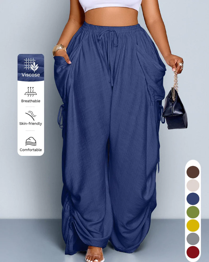 Women's Casual Loose-Fit Wide Leg Pants, All-Season Woven Fabric, Daily Commute - Image 5