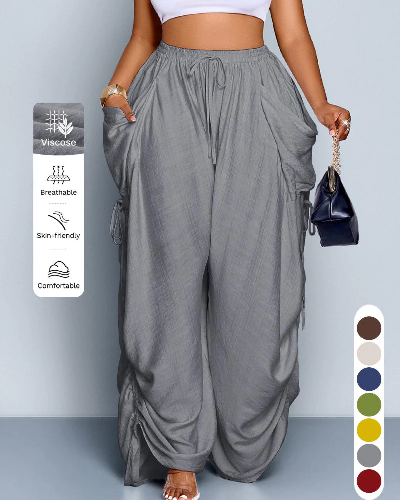 Women's Casual Loose-Fit Wide Leg Pants, All-Season Woven Fabric, Daily Commute - Image 6