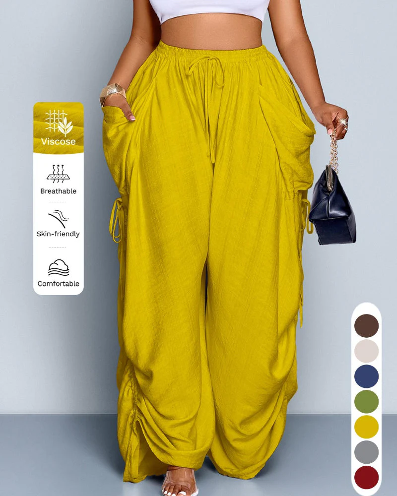 Women's Casual Loose-Fit Wide Leg Pants, All-Season Woven Fabric, Daily Commute - Image 7