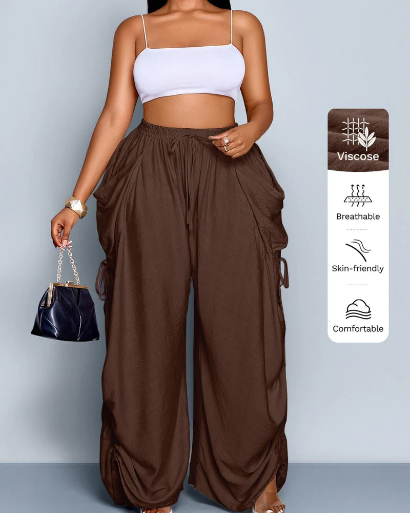 Women's Casual Loose-Fit Wide Leg Pants, All-Season Woven Fabric, Daily Commute - Image 9