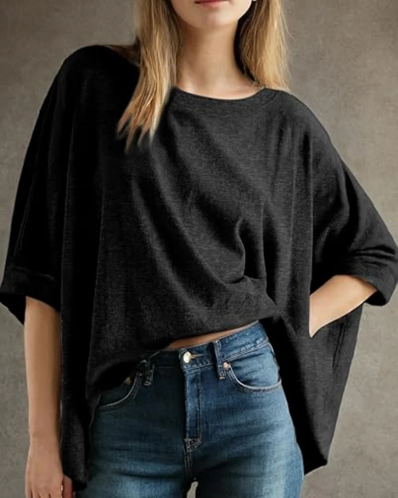 Women's Casual Oversized Tee Comfortable Soft Basic Top - Image 2