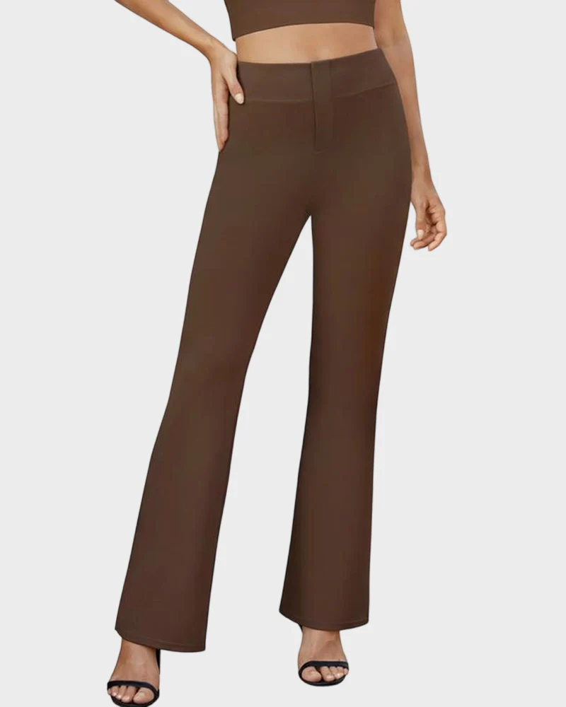 Womens High Waist Bootcut Trousers Stretch Office Pull On Slacks - Image 10