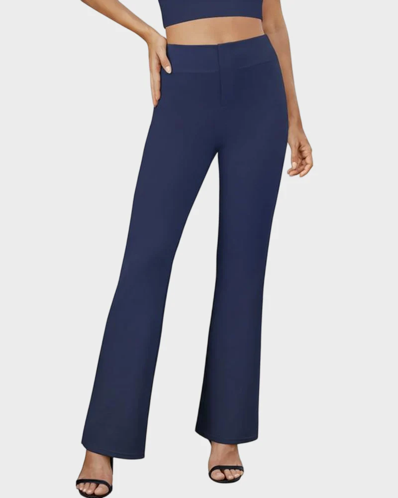 Womens High Waist Bootcut Trousers Stretch Office Pull On Slacks - Image 12