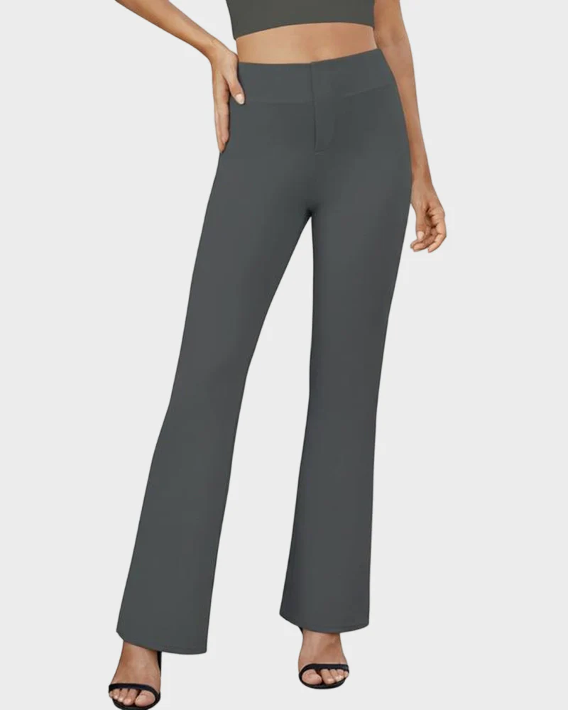 Womens High Waist Bootcut Trousers Stretch Office Pull On Slacks - Image 8