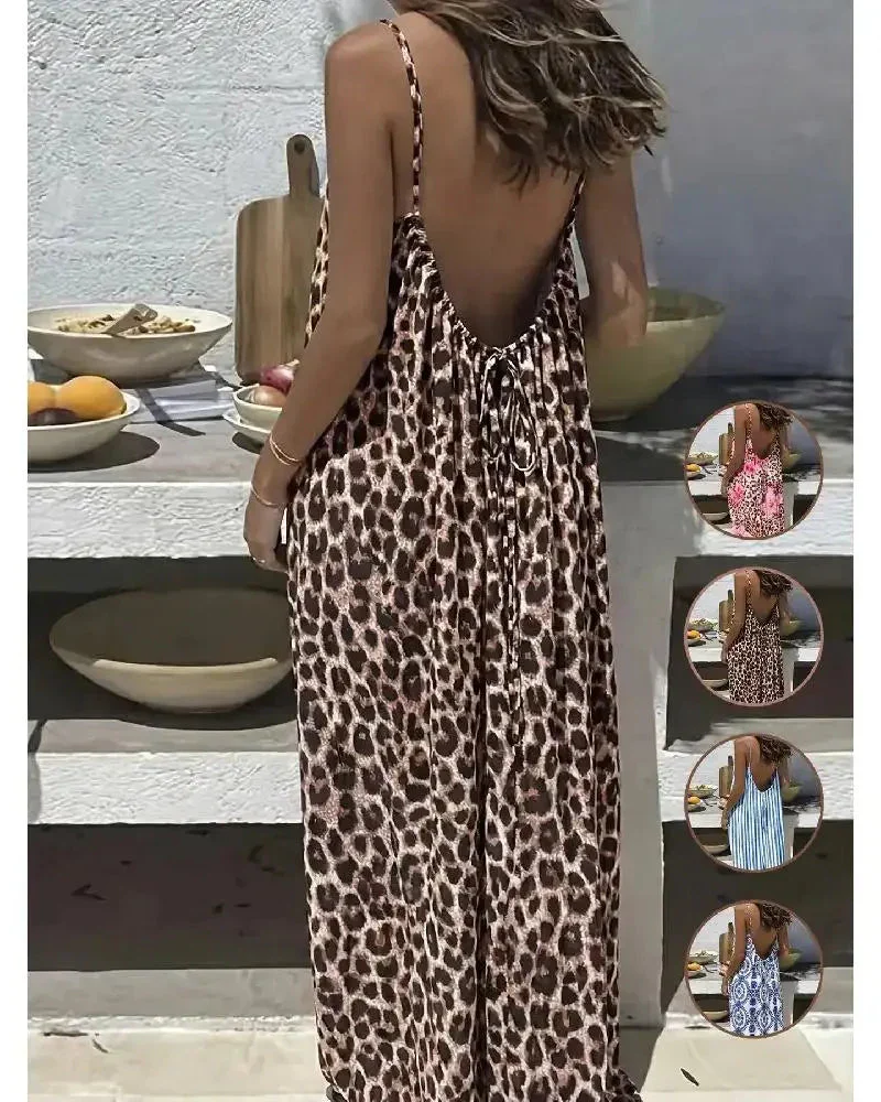 Women's Leopard Print Backless Cami Dress - Image 4