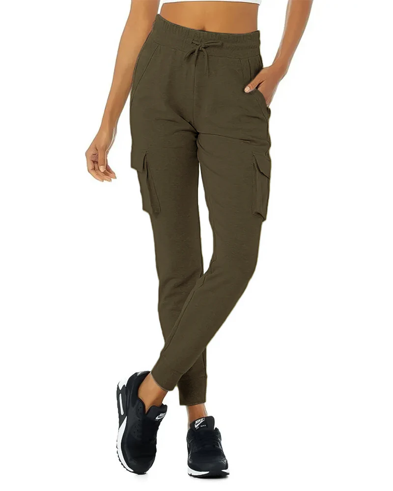 Women's Loose Fit Fleece Jogger Sweatpants with Velcro Cargo Pockets - Image 10