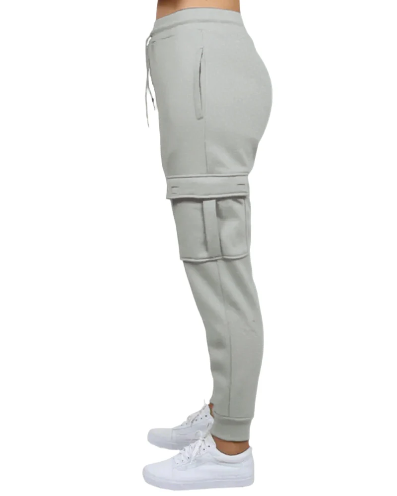 Women's Loose Fit Fleece Jogger Sweatpants with Velcro Cargo Pockets - Image 3