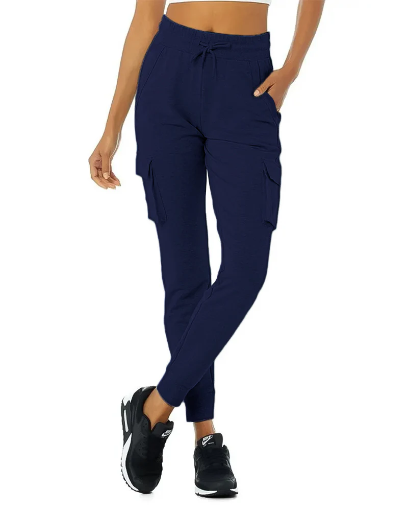 Women's Loose Fit Fleece Jogger Sweatpants with Velcro Cargo Pockets - Image 6