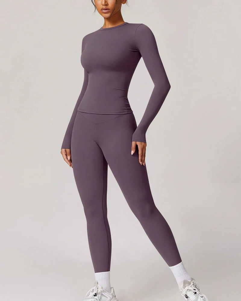 Women's Patchwork Two Piece Yoga Set High Stretch Activewear - Image 10