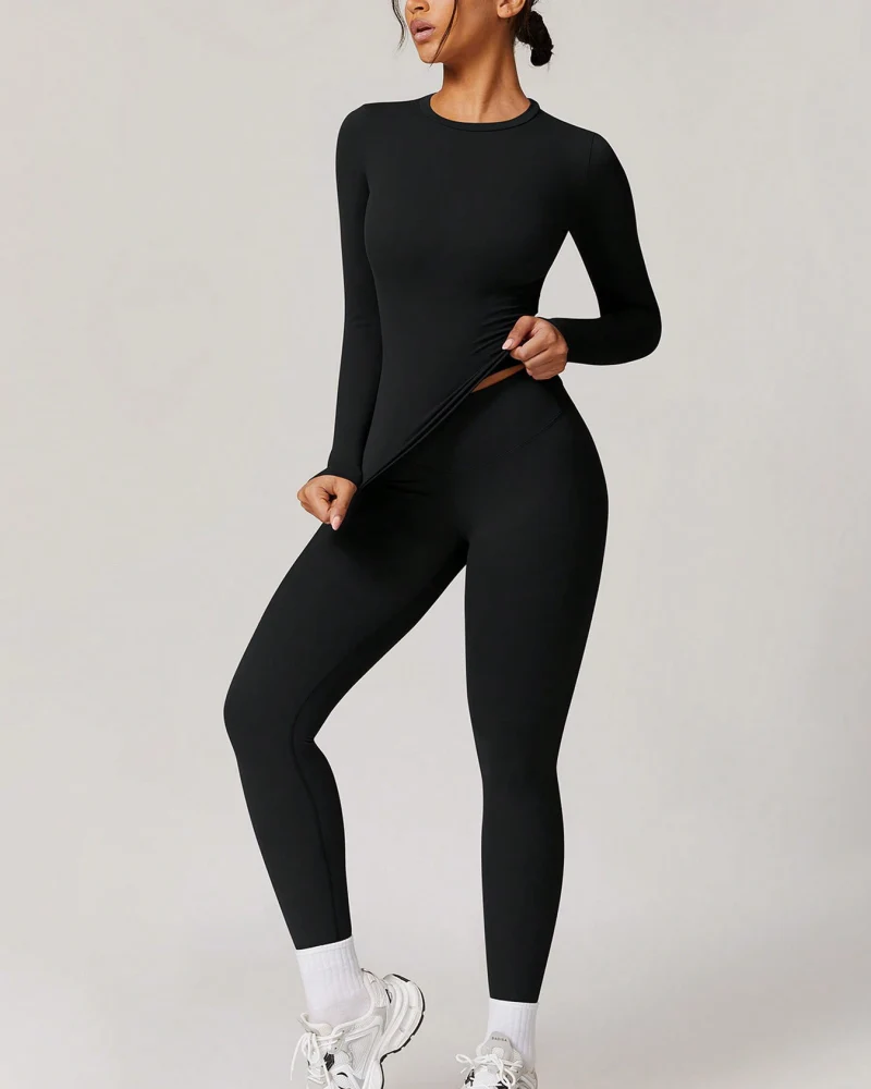 Women's Patchwork Two Piece Yoga Set High Stretch Activewear - Image 14