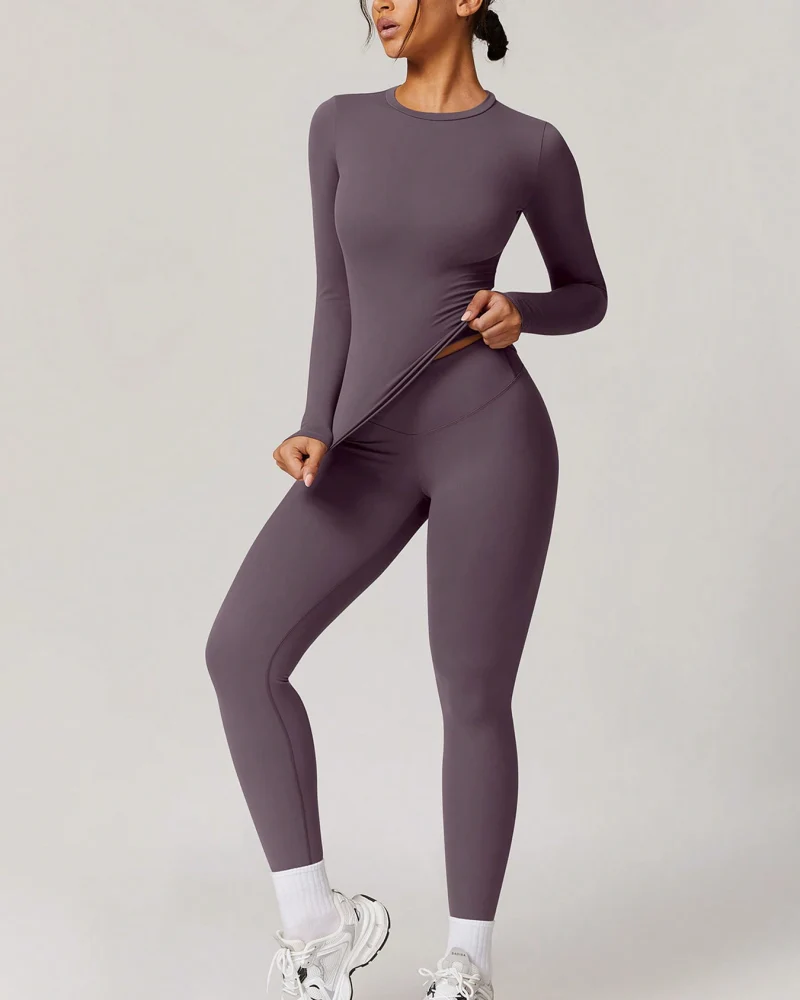 Women's Patchwork Two Piece Yoga Set High Stretch Activewear - Image 9