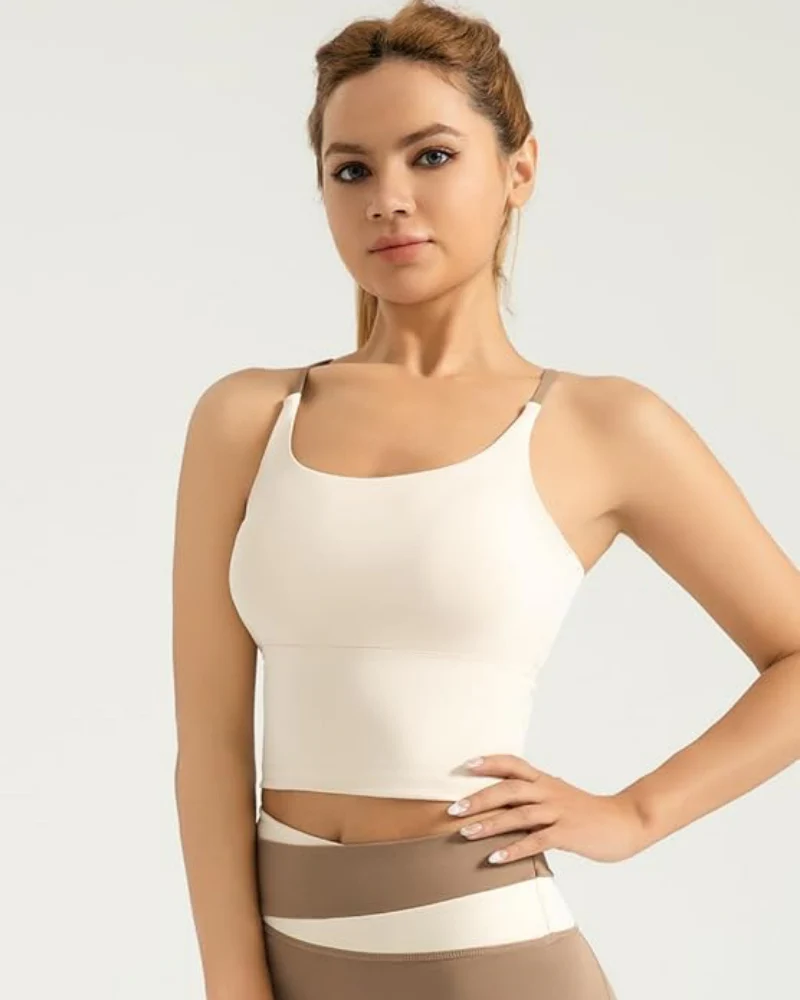 Women's Plain Sports Bra Criss Back Crop Top Workout Essential - Image 6