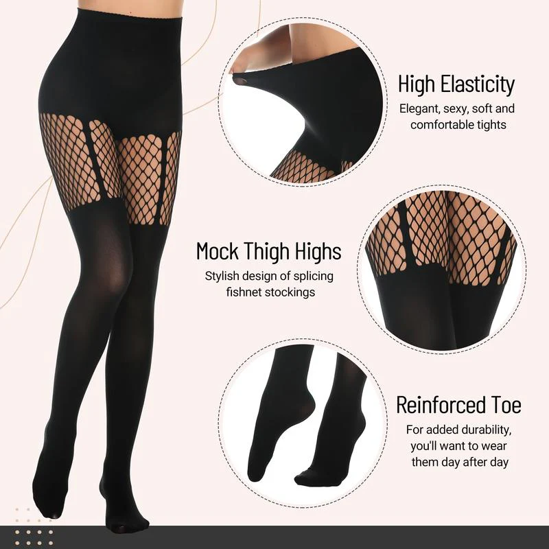 Women's Sexy Fishnet Mock Thigh High Stockings - Image 9