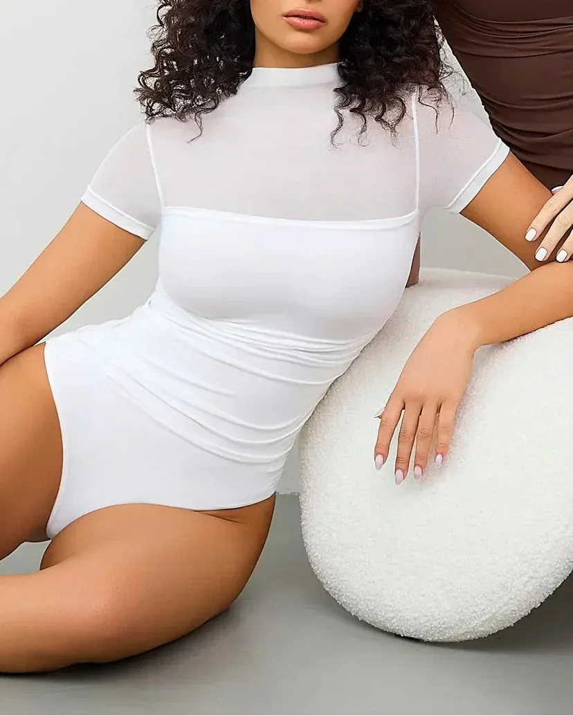 Women's Mesh Short Sleeve Bodysuit - Image 4