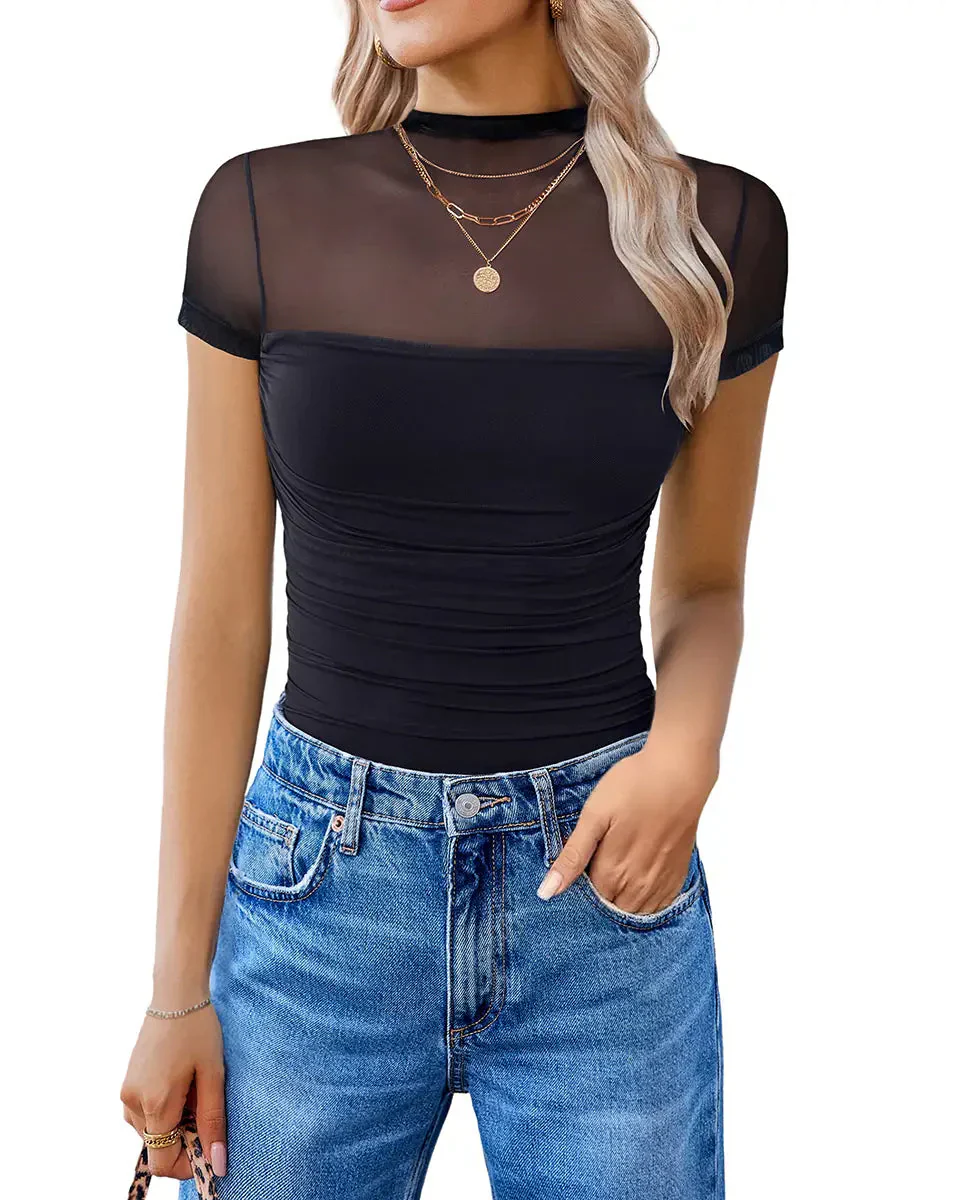 Women's Mesh Short Sleeve Bodysuit - Image 5