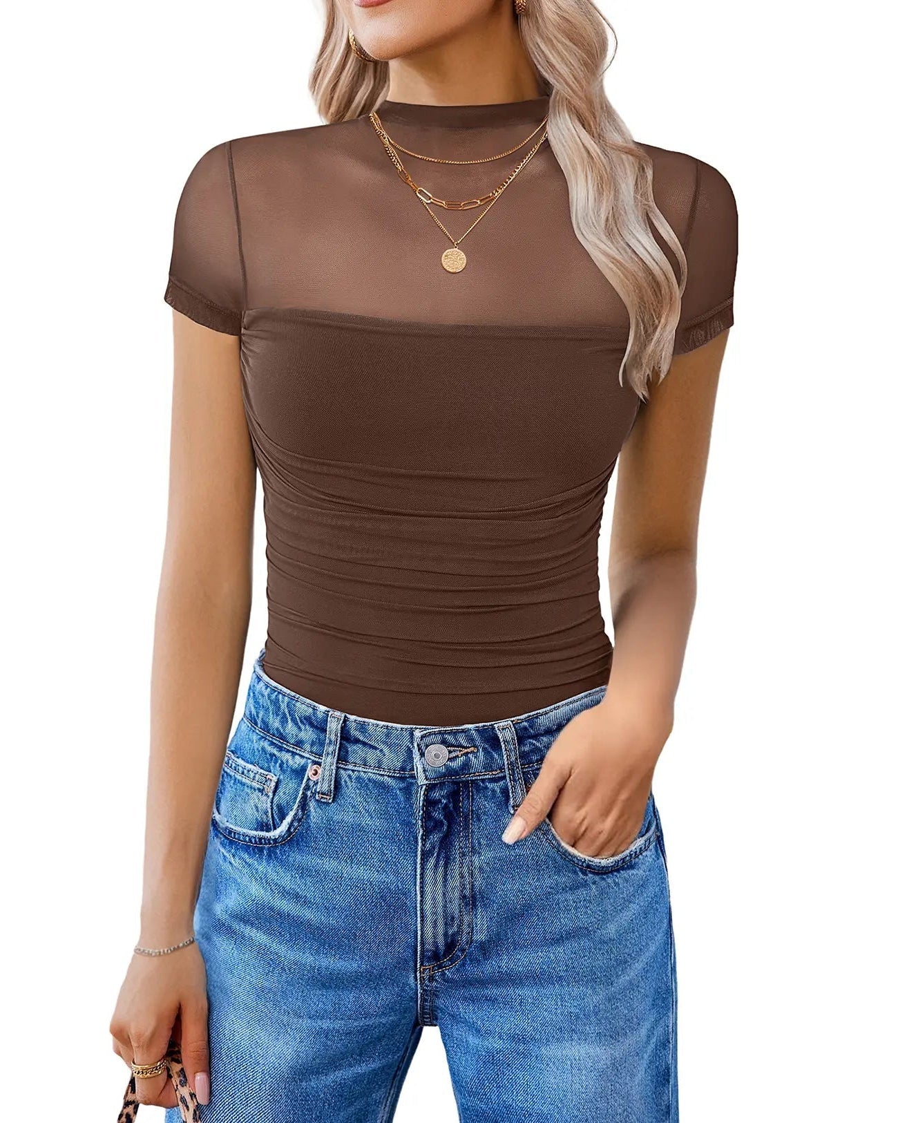 Women's Mesh Short Sleeve Bodysuit - Image 7