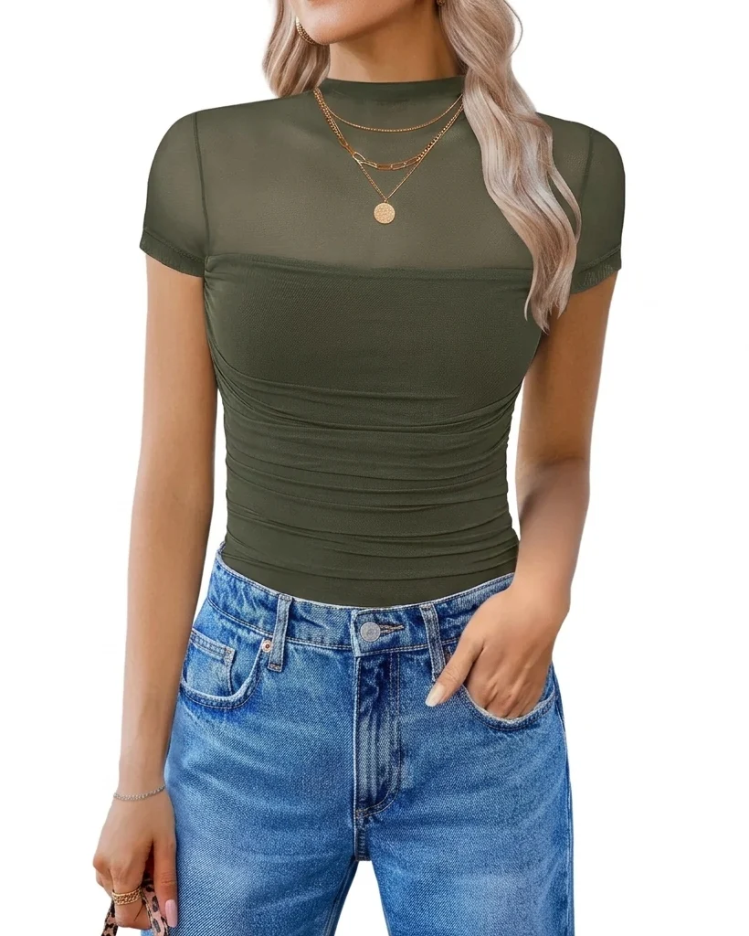 Women's Mesh Short Sleeve Bodysuit - Image 8