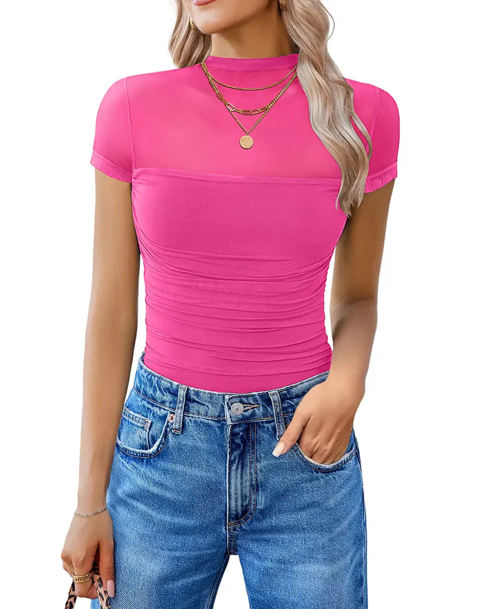Women's Mesh Short Sleeve Bodysuit - Image 9