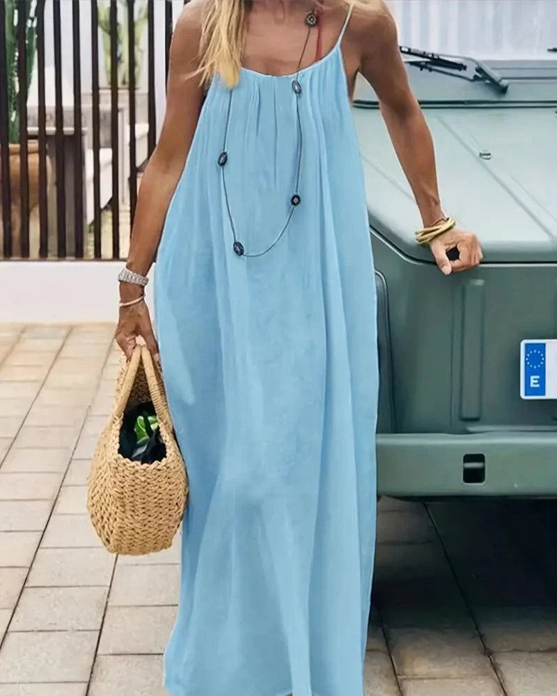 Women's Solid Color Backless Cami Dress - Image 21