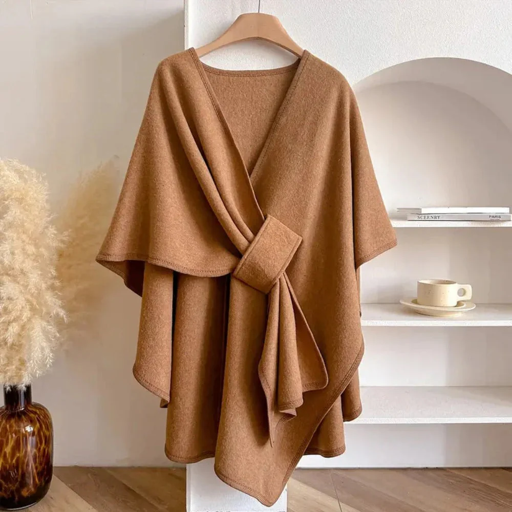 Women's Solid Color Cape Shawl Casual Elegant Wrap Shawl - Image 8