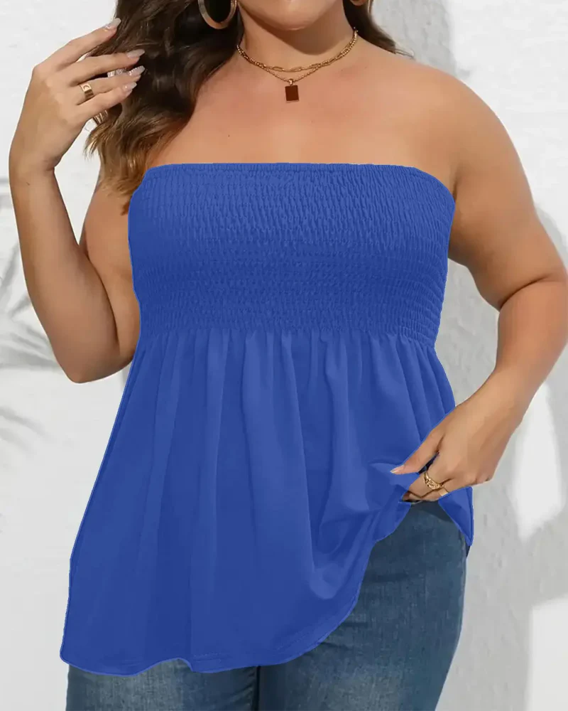 Women's Strapless Tube Top Boho Chic Ruffle Hem Casual Sleeveless - Image 10